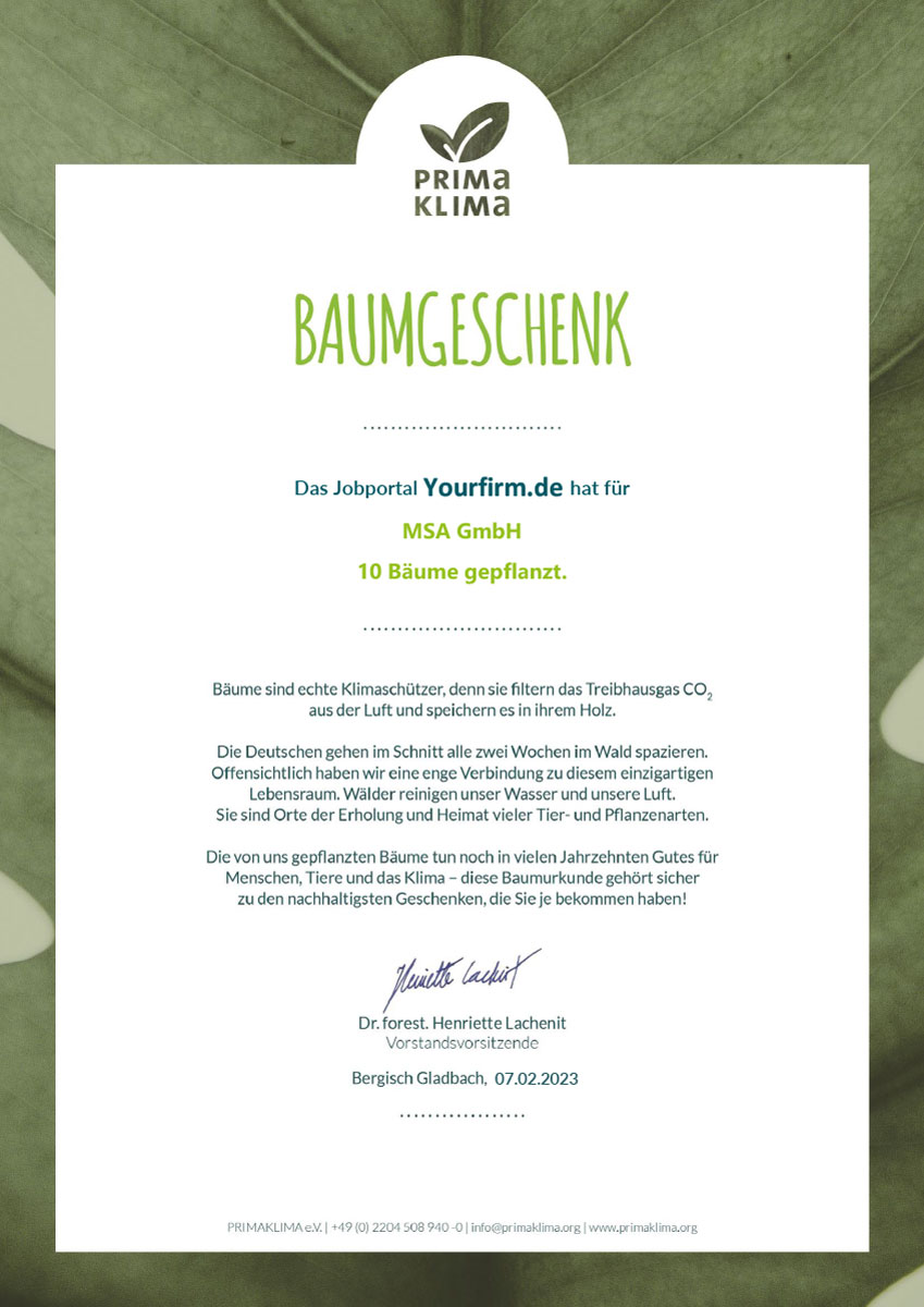 Yourfirm Baumpflanzurkunde MSA GmbH