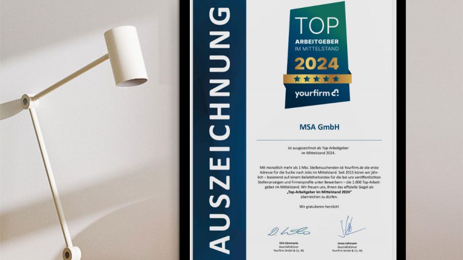 Urkunde MSA GmbH - Top-Arbeitgeber 2024in einem Rahmen